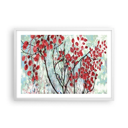 Poster in een witte lijst - Boom in scharlaken - 70x50 cm