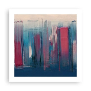 Poster - Verticale compositie in blauw en rood - 50x50 cm