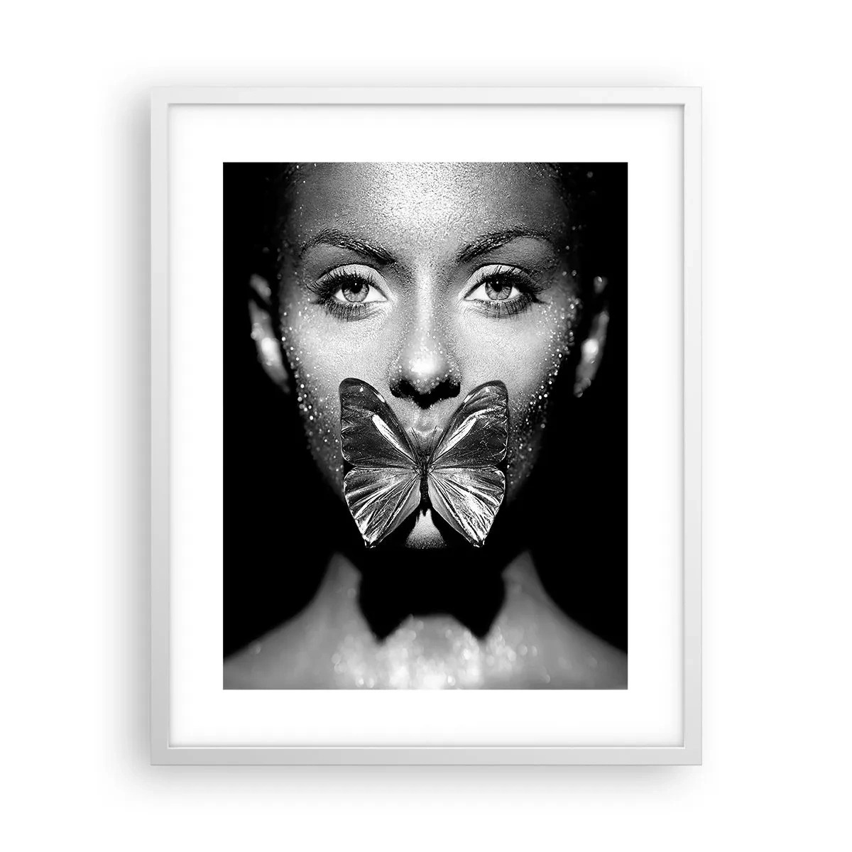 Poster in een witte lijst - Vlinder kus - 40x50 cm
