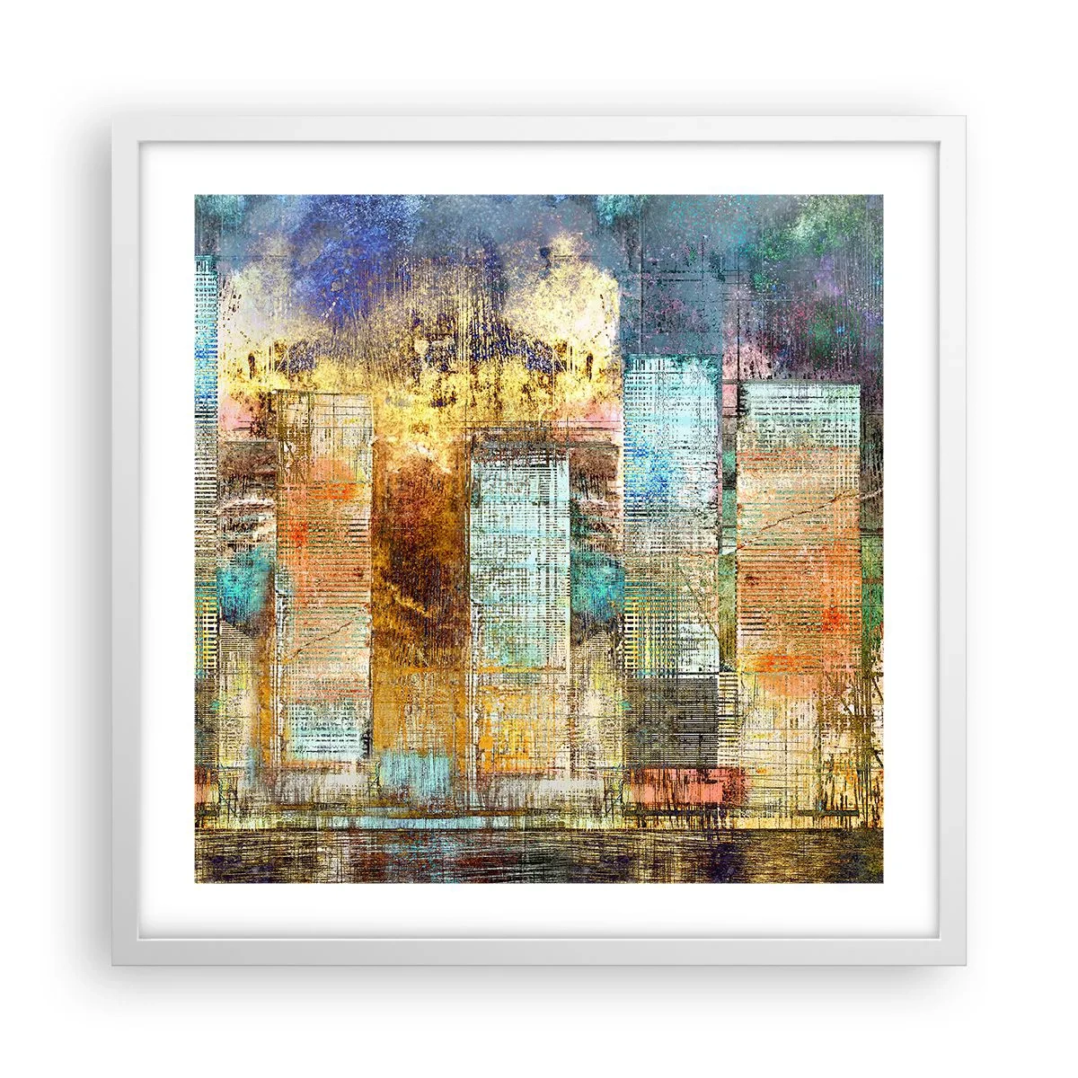 Poster in een witte lijst - Een zonnige metropool - 50x50 cm