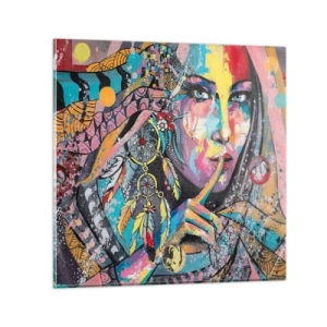 Schilderen op glas - Zwijg totdat je het begrijpt - 30x30 cm