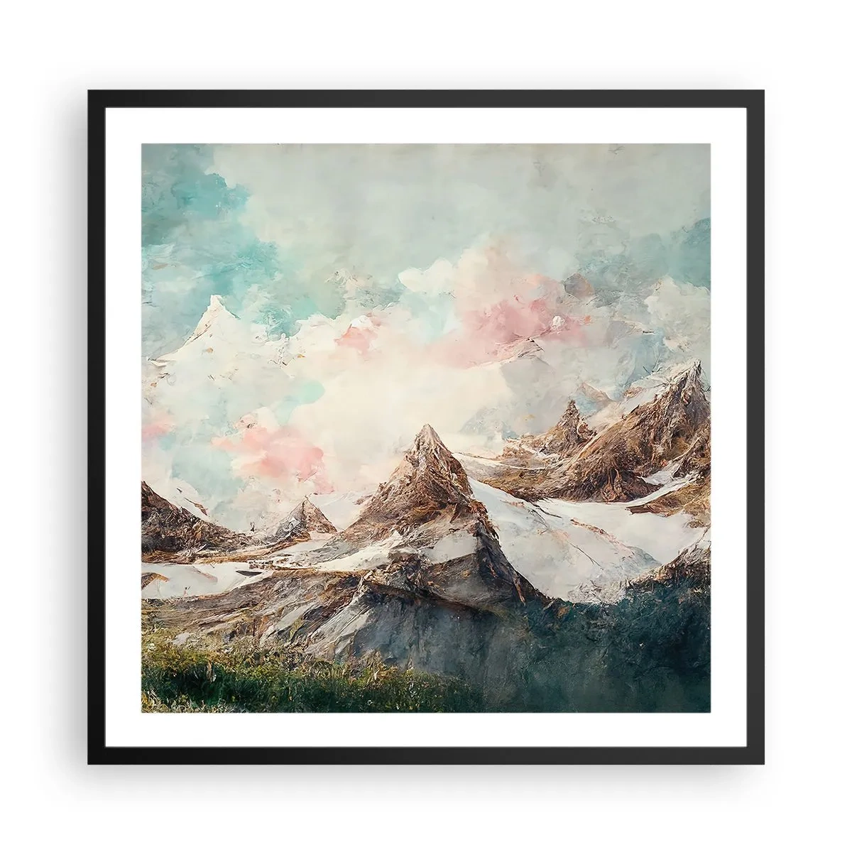 Poster in een zwarte lijst - Rotsbladen - 60x60 cm