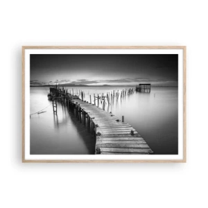 Een poster in een licht eiken lijst - De rust van een vergeten kust - 100x70 cm
