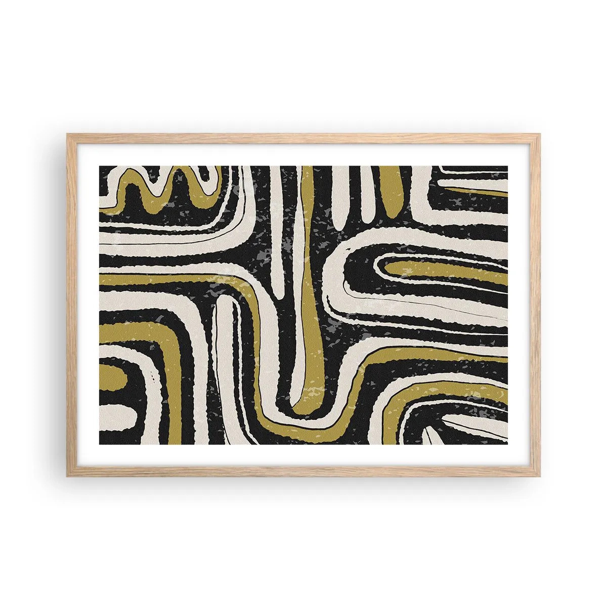 Een poster in een licht eiken lijst - Compositie: wegen en steegjes - 70x50 cm