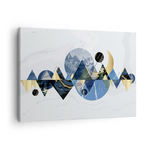 Schilderen op canvas - Abstracte geometrische patronen met bergmotieven - 70x50cm - Geometrisch landschap - Moderne wanddecoratie voor woonkamer en slaapkamer ARTTOR