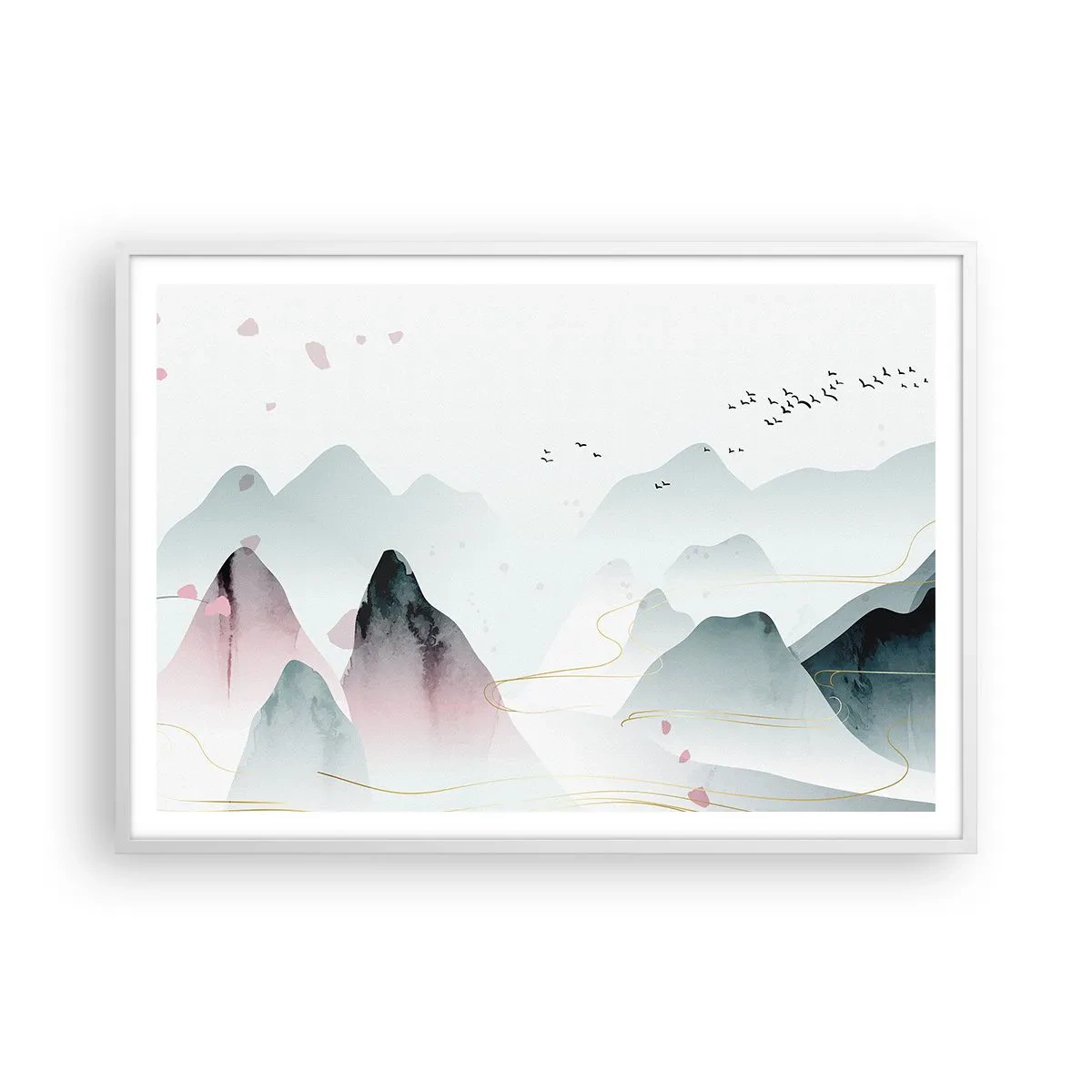 Poster in een witte lijst - Over de toppen - 100x70 cm
