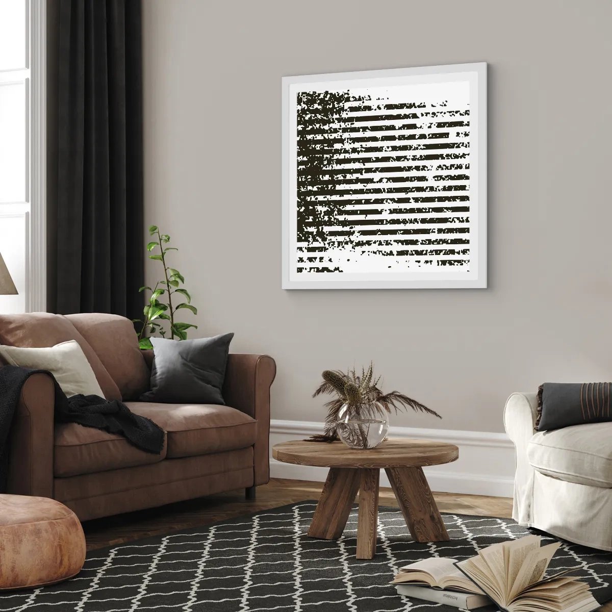 Poster in een witte lijst - Ritme en ruis - 40x40 cm