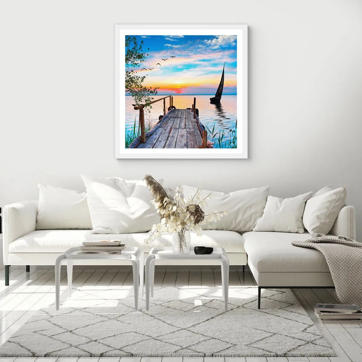 Poster in een witte lijst - Goedeavond - 30x30 cm