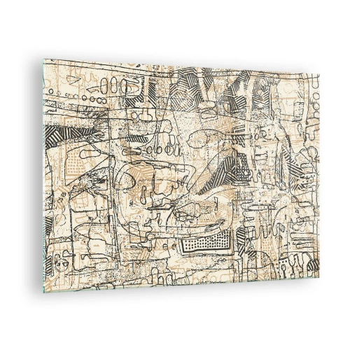 Schilderen op glas - Een complexe abstracte structuur met geometrische en schetsmatige patronen. - 70x50cm - Het wacht om te worden gedecodeerd - Moderne wanddecoratie voor woonkamer en slaapkamer ARTTOR