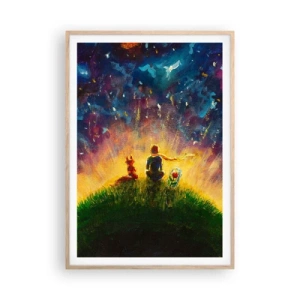 Een poster in een licht eiken lijst - Liefde en vriendschap - de hele wereld - 70x100 cm