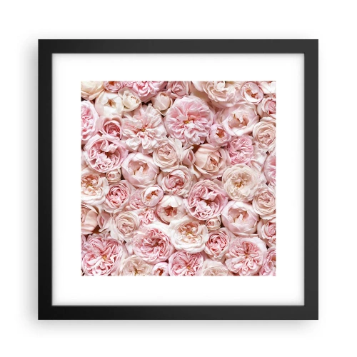 Poster in een zwarte lijst - Een bed van rozen - 30x30 cm