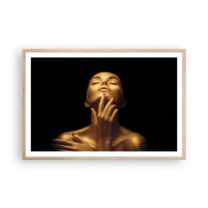 Een poster in een licht eiken lijst - Als gouden zijde - 91x61 cm