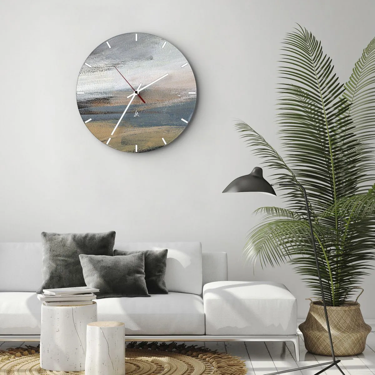 Wandklok - Klok - Abstractie: noordelijk landschap - 40x40 cm