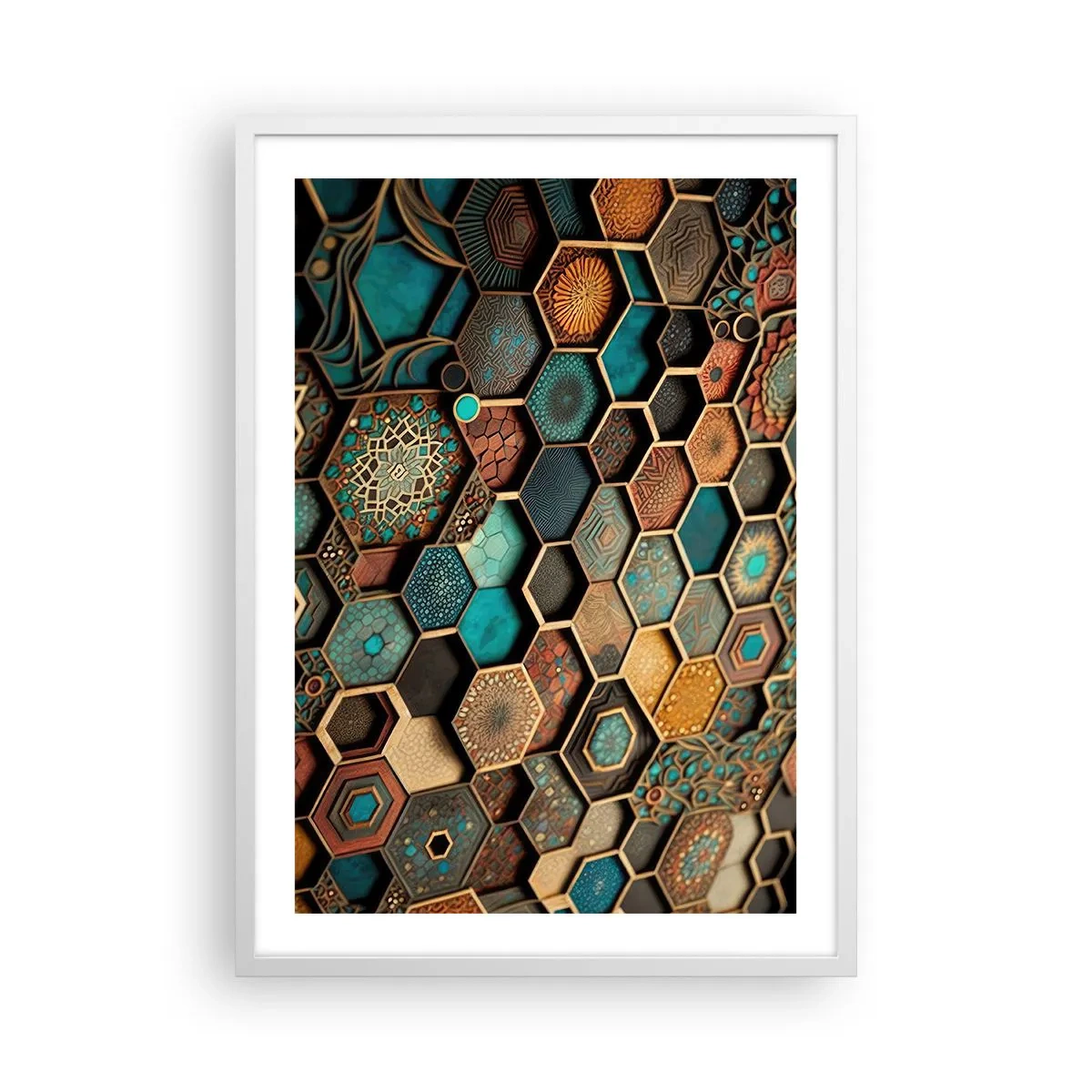 Poster in een witte lijst - Arabische ornamenten – variatie - 50x70 cm