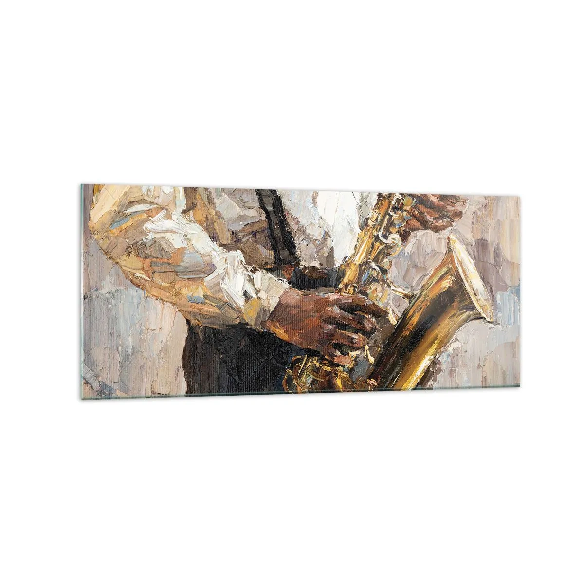 Schilderen op glas - Tijd om te solo te spelen - 120x50 cm