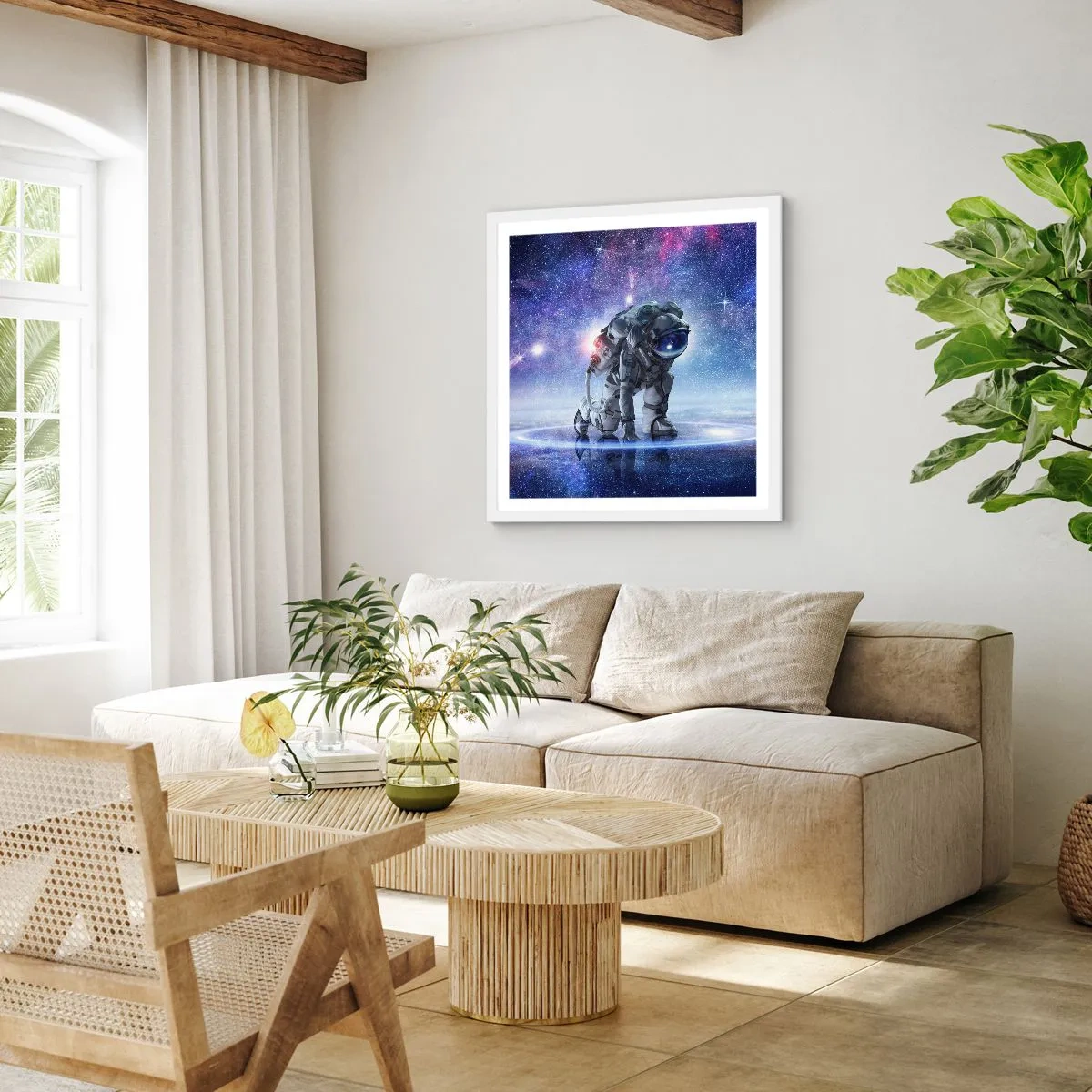 Poster in een witte lijst - De sterrenhemel boven mij - 60x60 cm