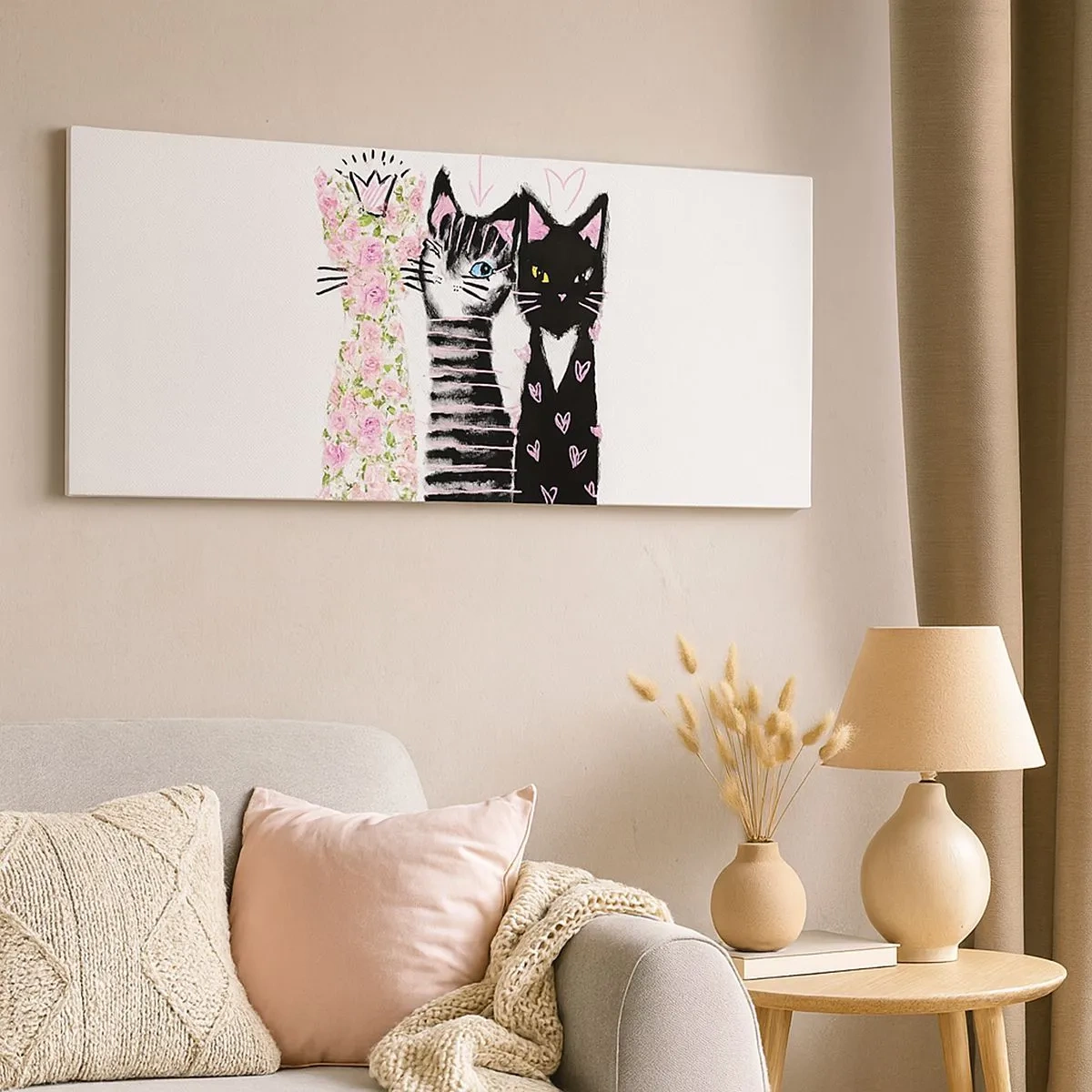 Schilderen op canvas - Er waren drie katten - 100x40 cm