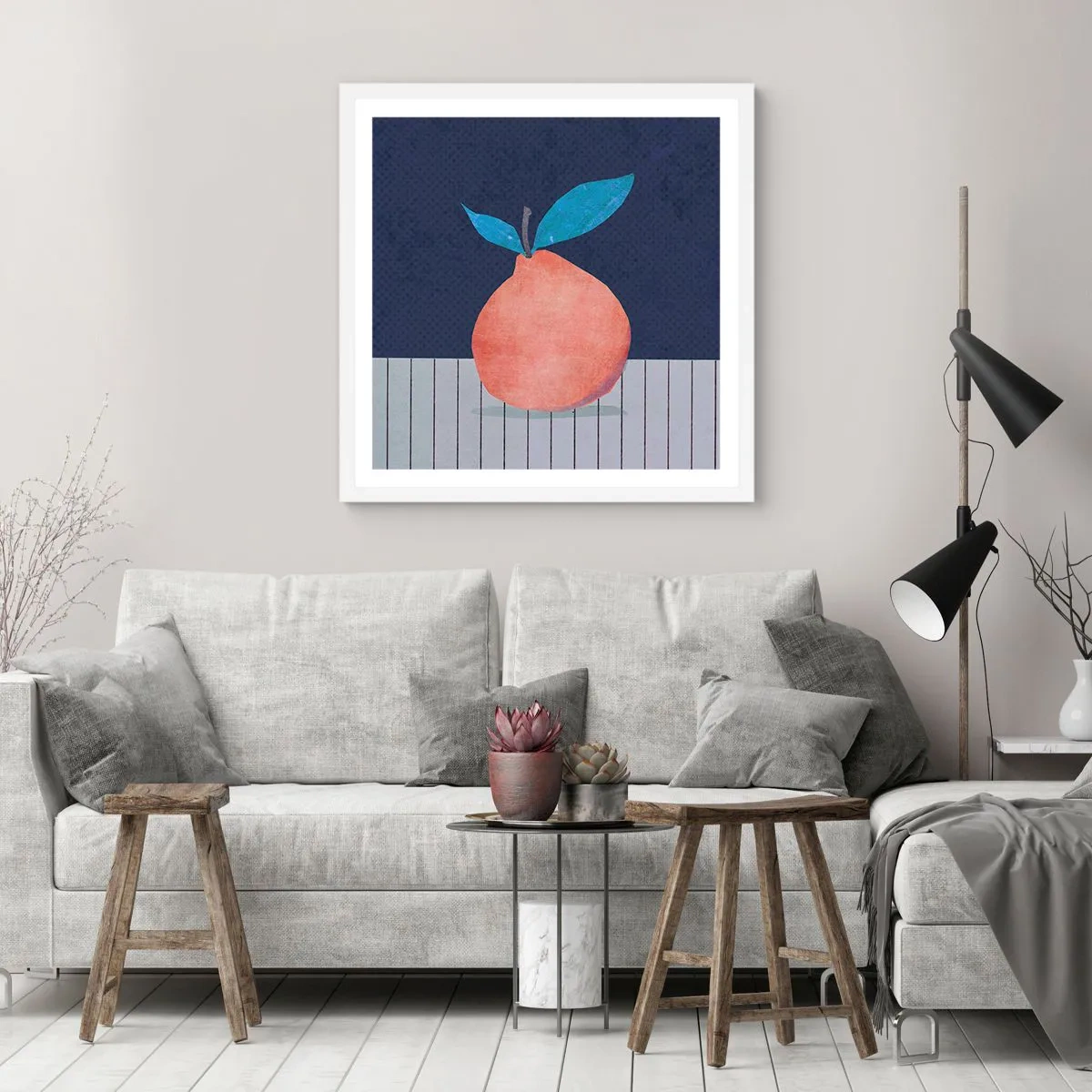 Poster in een witte lijst - Convexiteit en vlak - 40x40 cm
