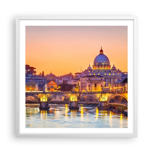 Poster in een witte lijst - Zonsondergang boven de Eeuwige Stad - 60x60 cm