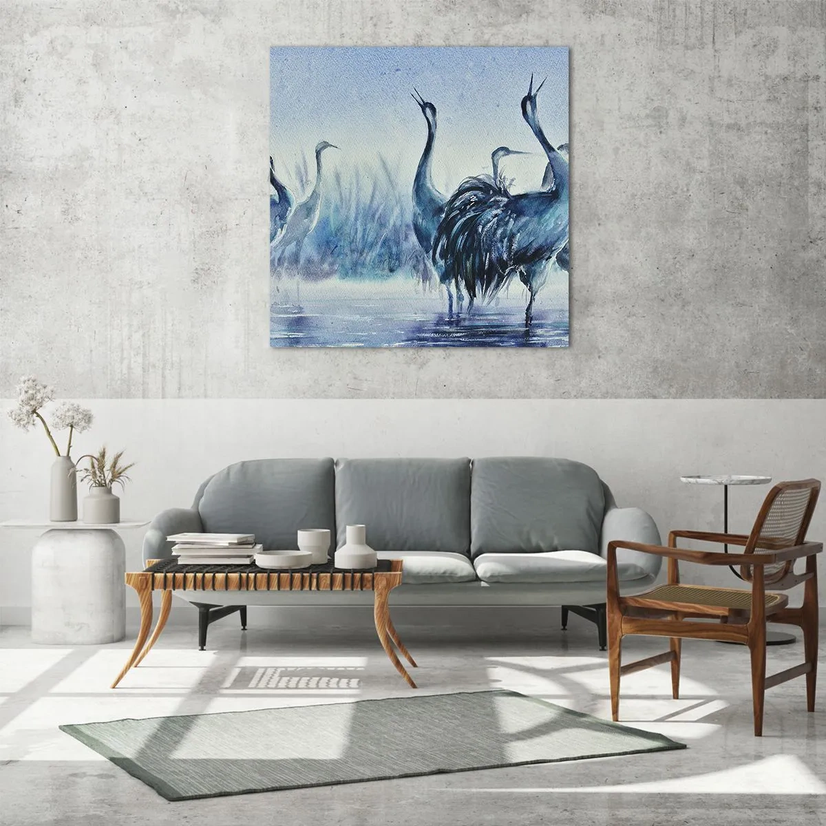 Schilderen op glas - Ochtendvergadering - 70x70 cm