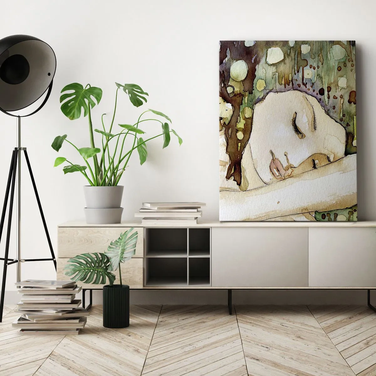 Schilderen op canvas - Een smaragd-violette droom - 70x100 cm