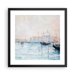 Poster in een zwarte lijst - Achter het water, achter de mist - 40x40 cm