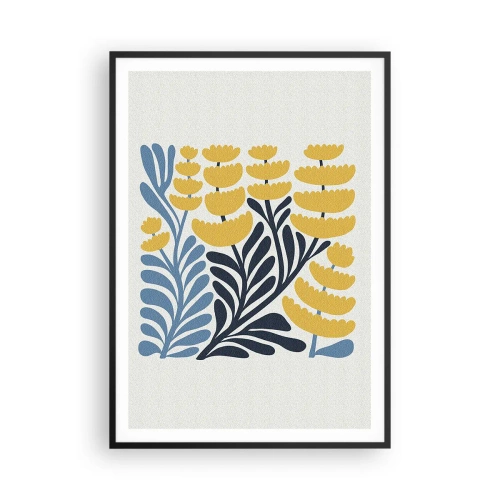 Poster in een zwarte lijst - Zonnig bloembed - 70x100 cm