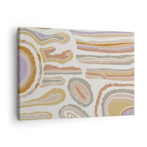 Schilderen op canvas - Kleurrijke dwarsdoorsneden van abstracte vormen - 70x50cm - Kleurrijke doorsneden - Moderne wanddecoratie voor woonkamer en slaapkamer ARTTOR