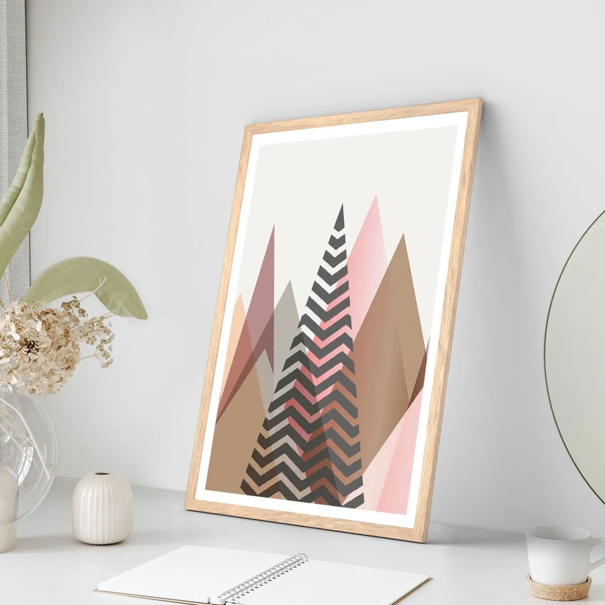 Een poster in een licht eiken lijst - Piramidaal uitzicht - 70x100 cm