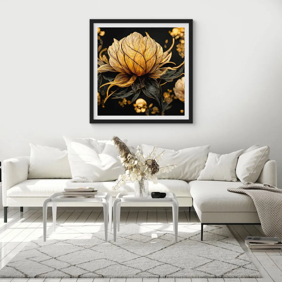 Poster in een zwarte lijst - Subtiele kwetsbaarheid - 40x40 cm