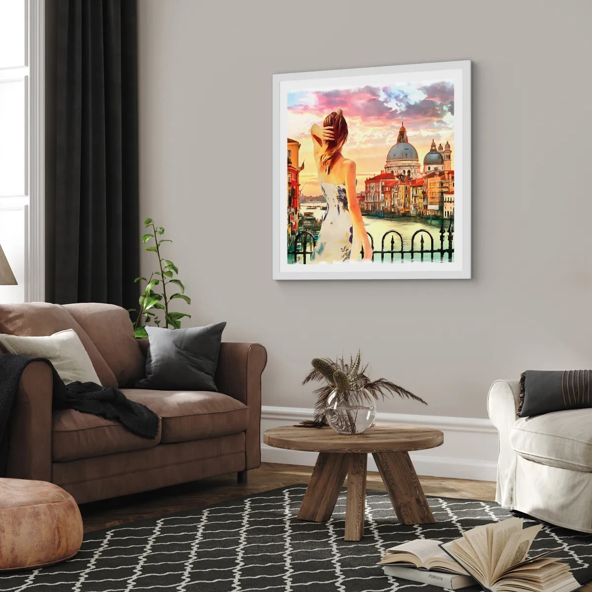 Poster in een witte lijst - Als een avontuur alleen in ... - 60x60 cm