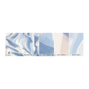 Fotobehang Monster Zelfklevend Deluxe Sticker - Blauwe golven - Pastel, Minimalisme, Deel - 100x30 cm