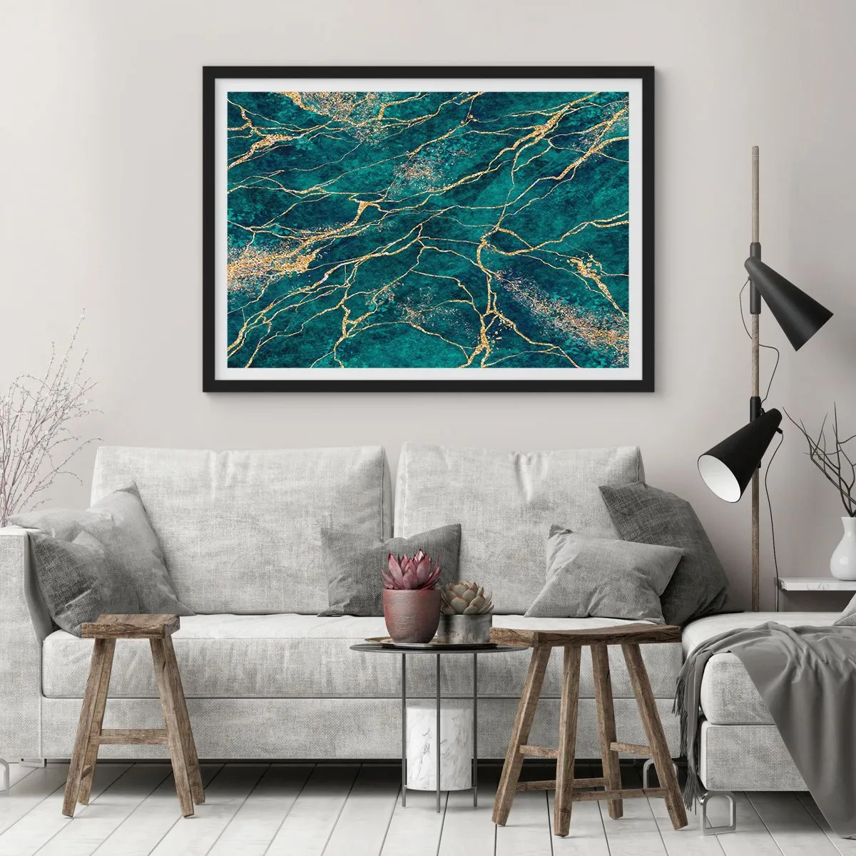 Poster in een zwarte lijst - Goudmijn - 100x70 cm