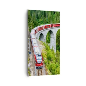 Schilderen op canvas - Spoorlijn voor uitzicht op de bergen - 65x120 cm