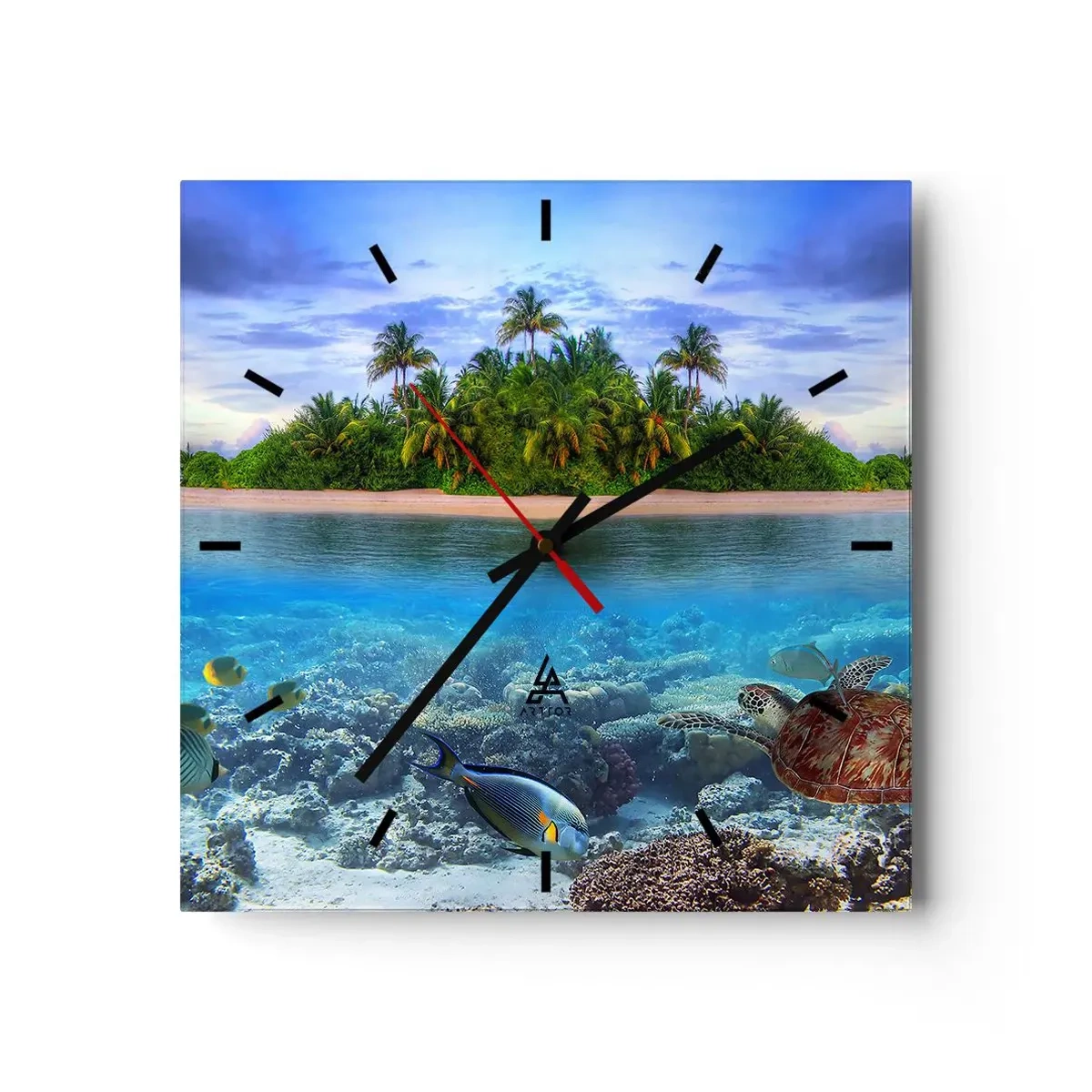 Wandklok - Klok - Hemels eiland nodigt je uit - 30x30 cm