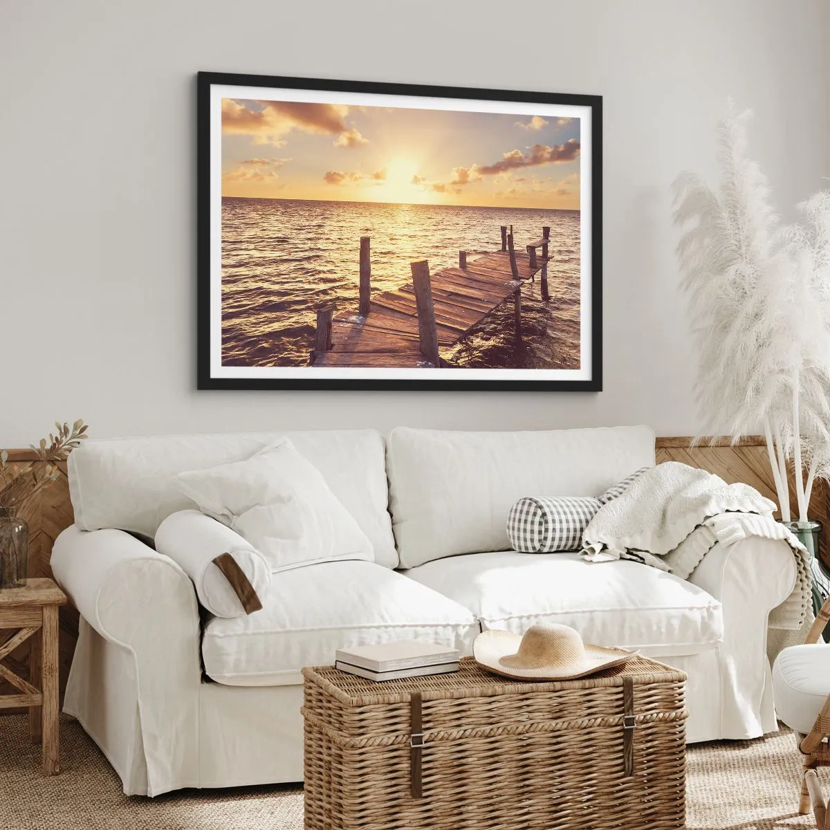 Poster in een zwarte lijst - Het gouden land van zachtheid - 91x61 cm