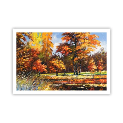 Poster - Landschap in goud en brons - 91x61 cm