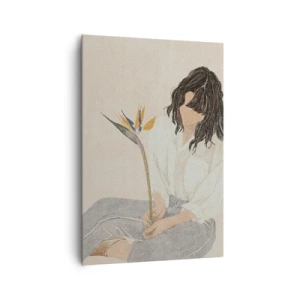 Schilderen op canvas - Portret met een exotische bloem - 70x100 cm
