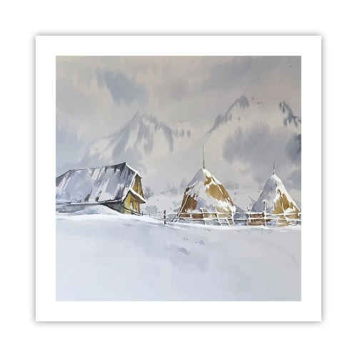 Poster - In een besneeuwde vallei - 50x50 cm