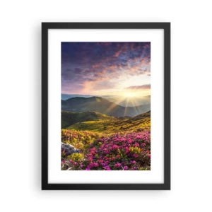 Poster in een zwarte lijst - Frisheid in de ochtend in de bergen - 30x40 cm