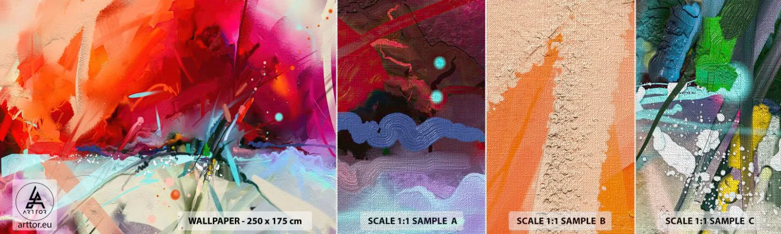 Fotobehang Monster Premium Canvas - Een explosie van licht en kleuren - Abstractie, Deel, Acryl - 100x30 cm