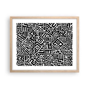 Een poster in een licht eiken lijst - Pre-Columbiaanse compositie - 50x40 cm