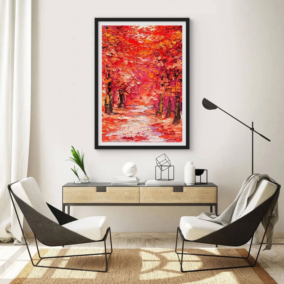 Poster in een zwarte lijst - Herfst impressie - 40x50 cm