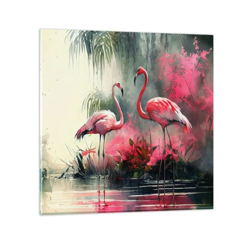 Schilderen op glas - Een les in natuurlijke gratie - 60x60 cm