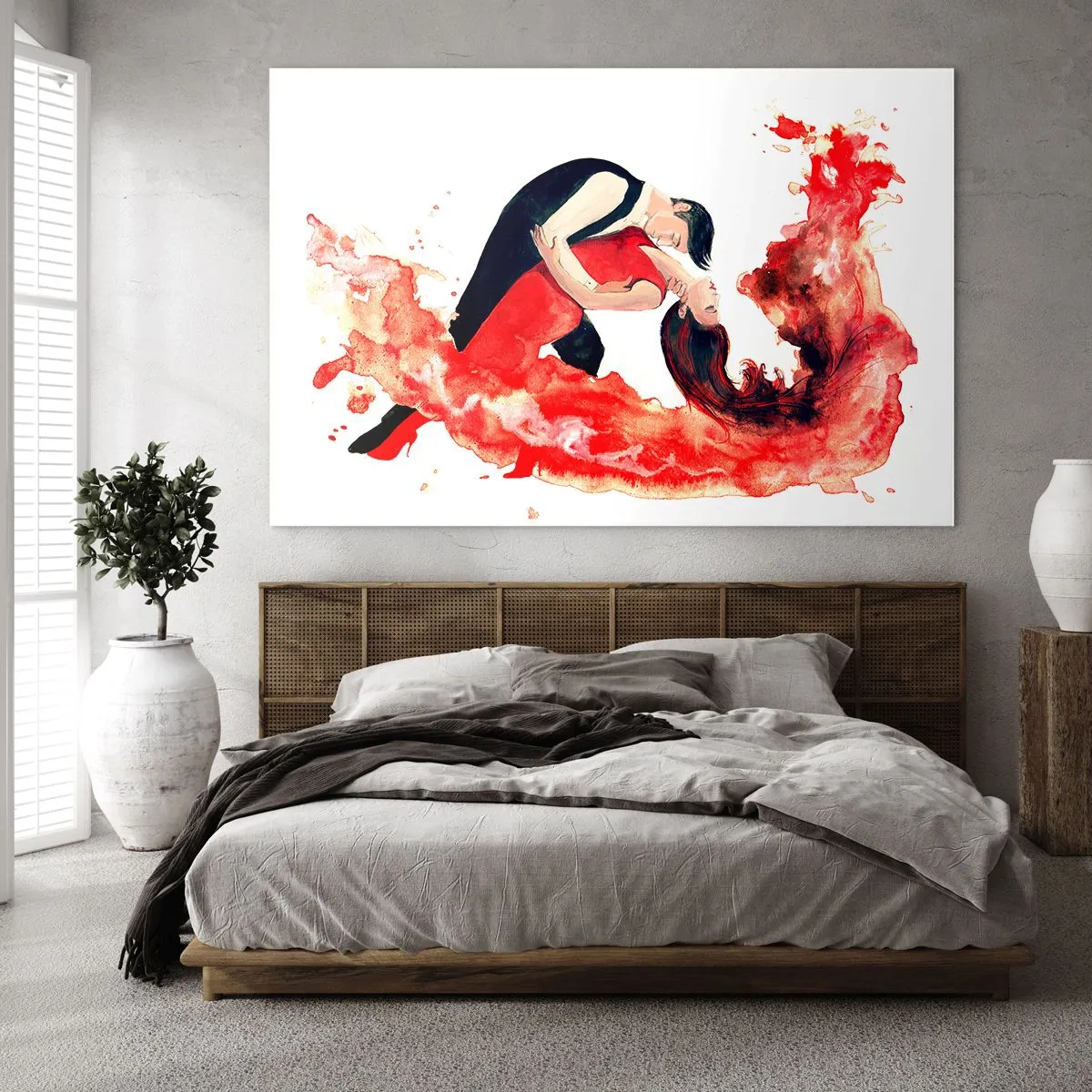 Schilderen op glas - Tango - een sensuele golf - 100x70 cm