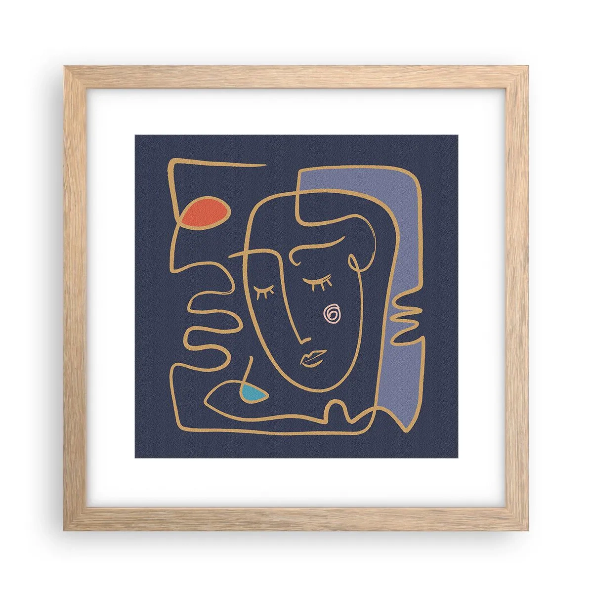 Een poster in een licht eiken lijst - In nadenken - 30x30 cm