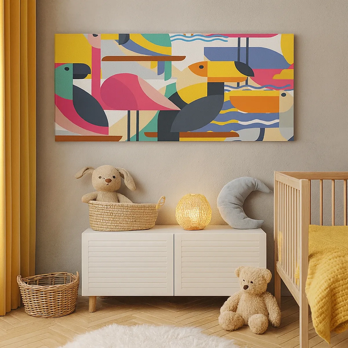 Schilderen op canvas - Vogelfeestje - 30x30 cm