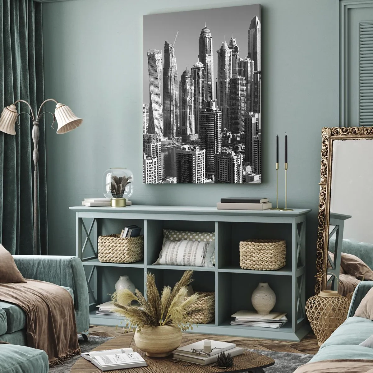 Schilderen op canvas - Stad in de woestijn - 55x100 cm