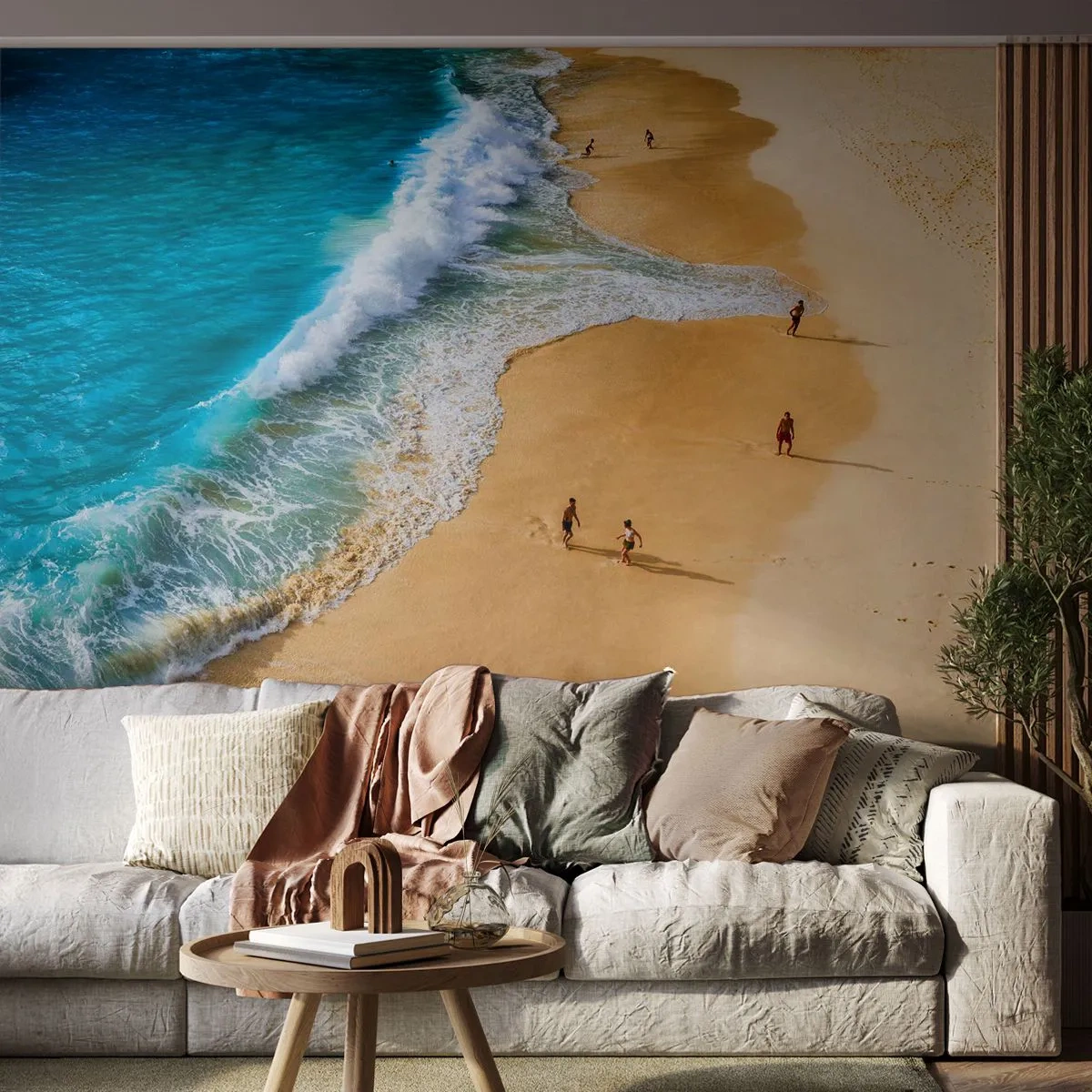 Fotobehang Standard Eco - En dan de zon, het strand… - Strand, Oceaan kust, Zee - 150x105 cm