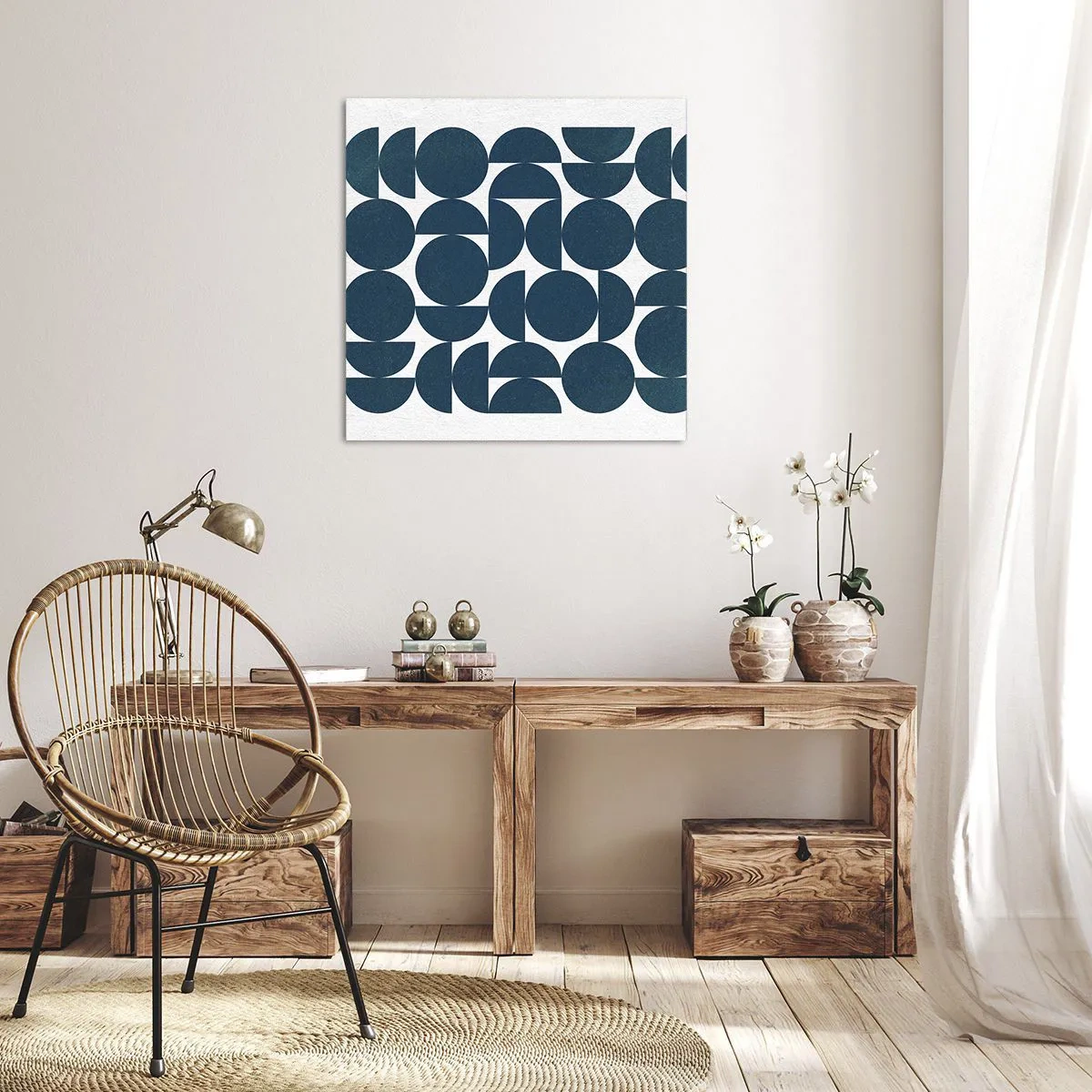 Schilderen op canvas - Cirkels en halfcirkels - 70x70 cm